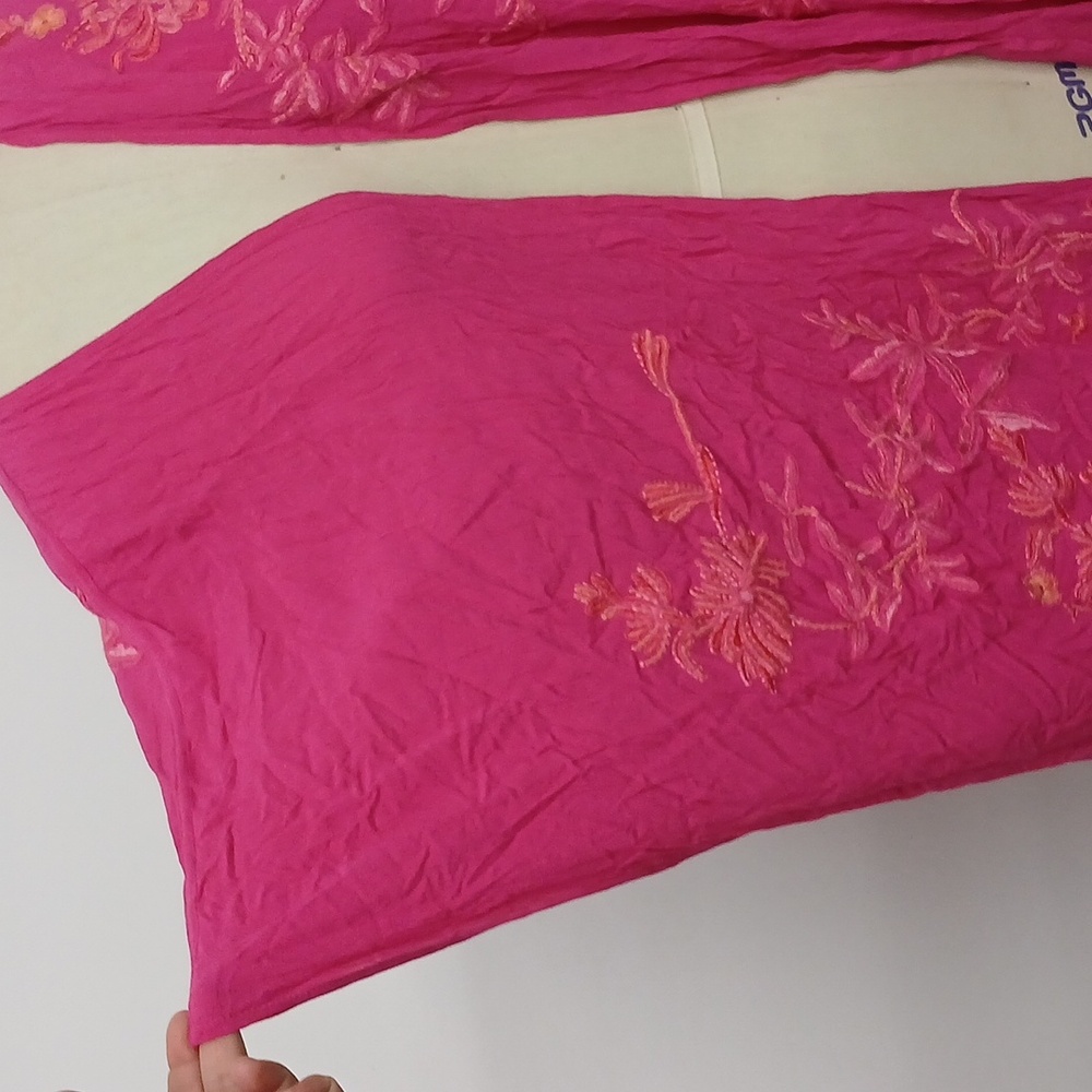 NWT Chico's Floral Embroidered Ruana Coverup wrap in Summer Berry / OS - Picture 6 of 9